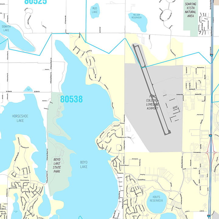 Premium Style Wall Map of Loveland, CO