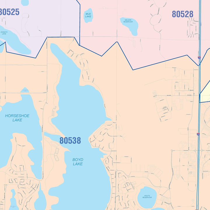 Color Cast Zip Code Style Wall Map of Loveland, CO
