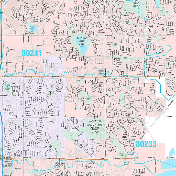 Premium Style Wall Map of Thornton, CO