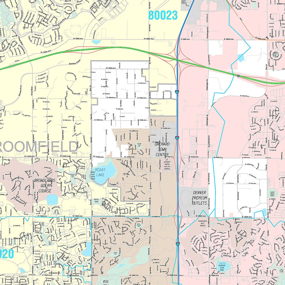 Premium Style Wall Map of Thornton, CO