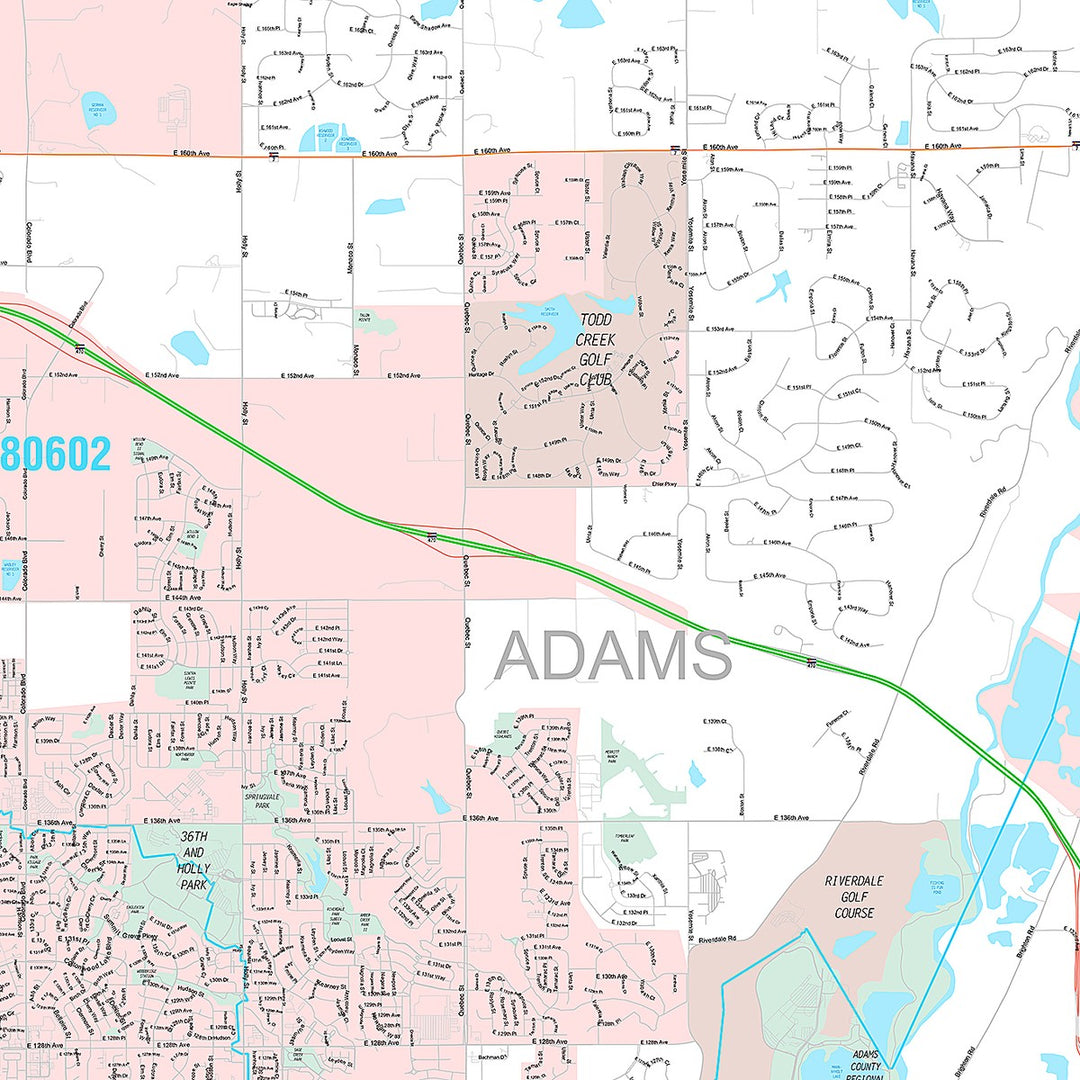 Premium Style Wall Map of Thornton, CO