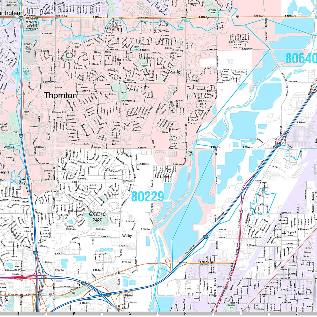 Premium Style Wall Map of Thornton, CO
