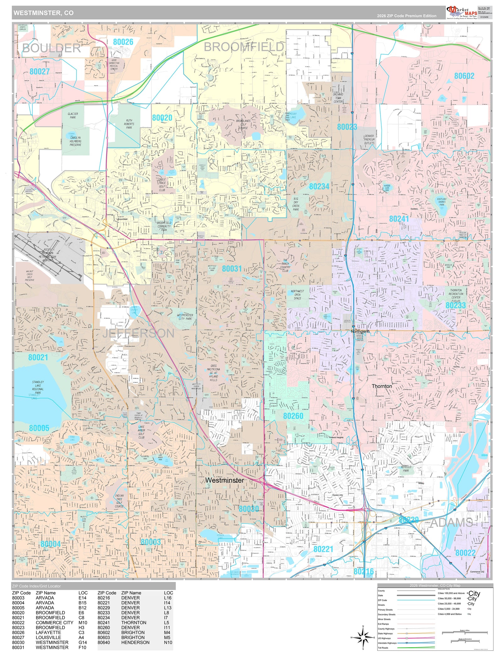 Premium Style Wall Map of Westminster, CO