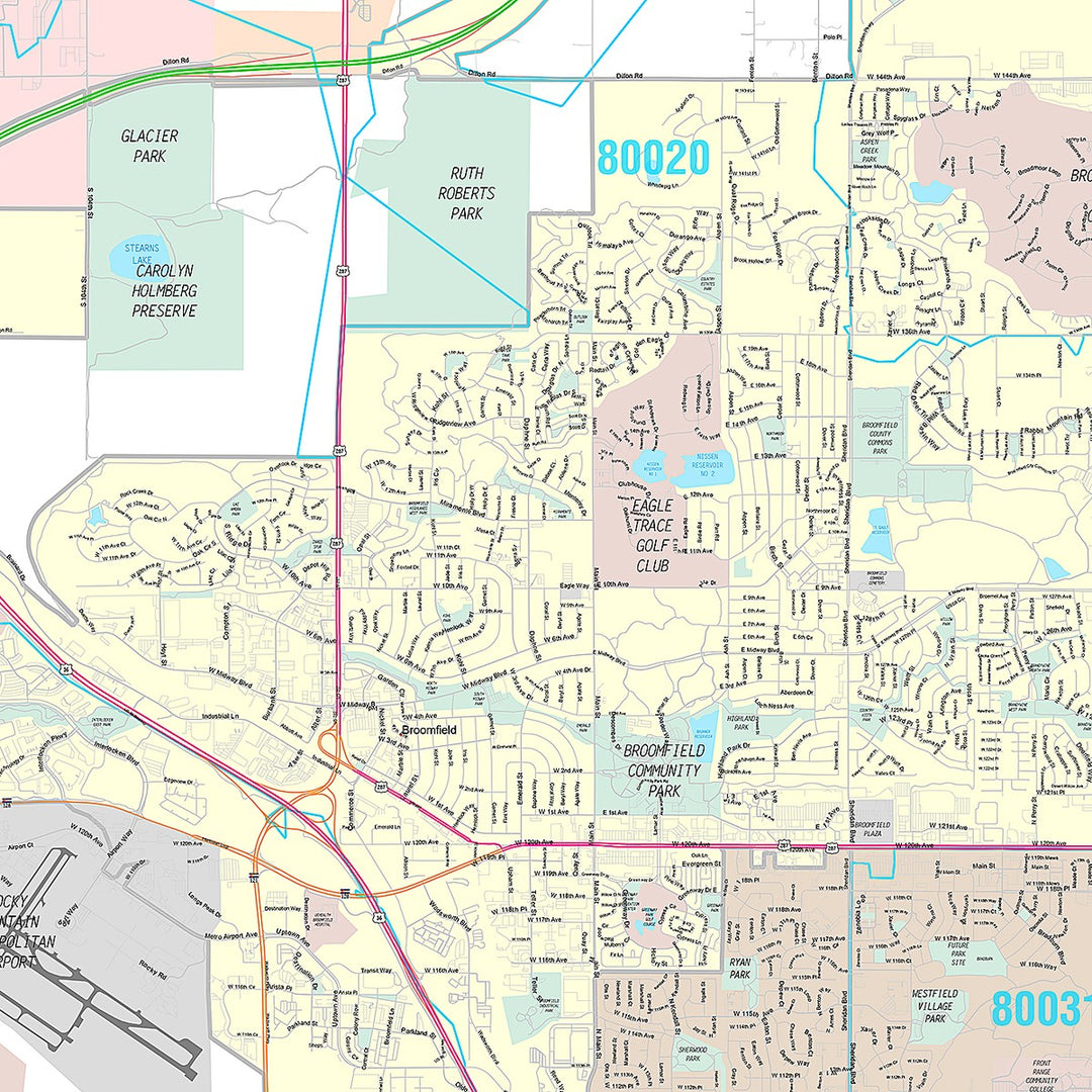 Premium Style Wall Map of Westminster, CO