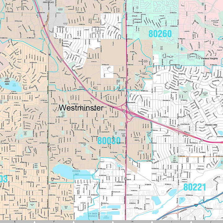 Premium Style Wall Map of Westminster, CO
