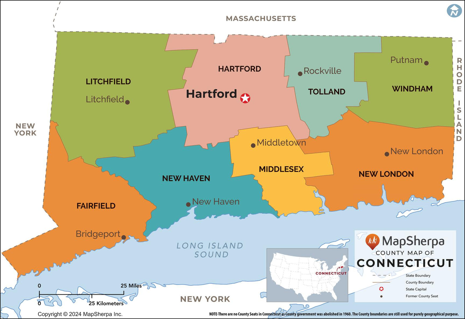 Connecticut Counties Map