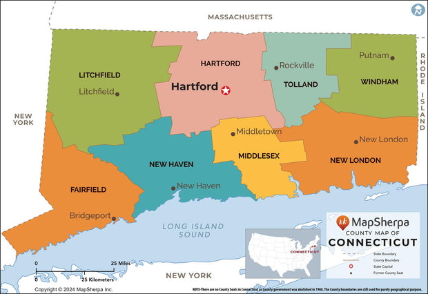 Connecticut Counties Map