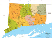 Connecticut Zip Code Map with Counties