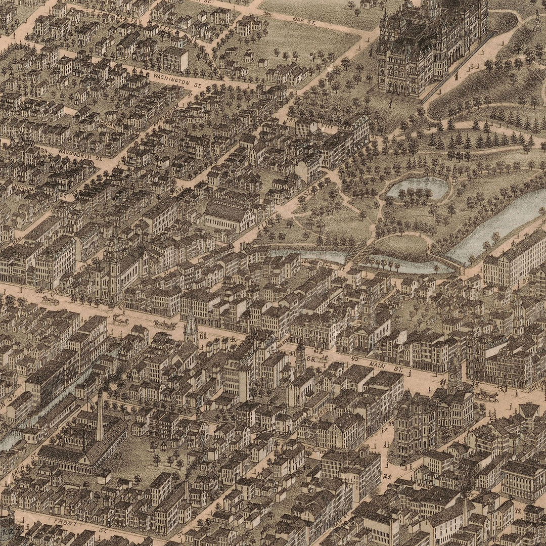 Birds Eye View of Hartford, 1877