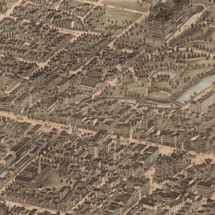 Birds Eye View of Hartford, 1877