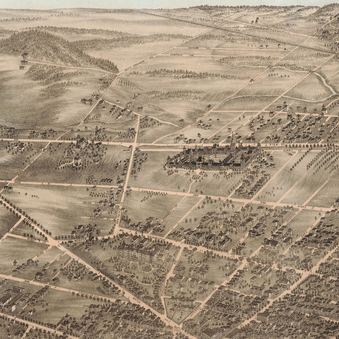 Birds Eye View of Hartford, 1877