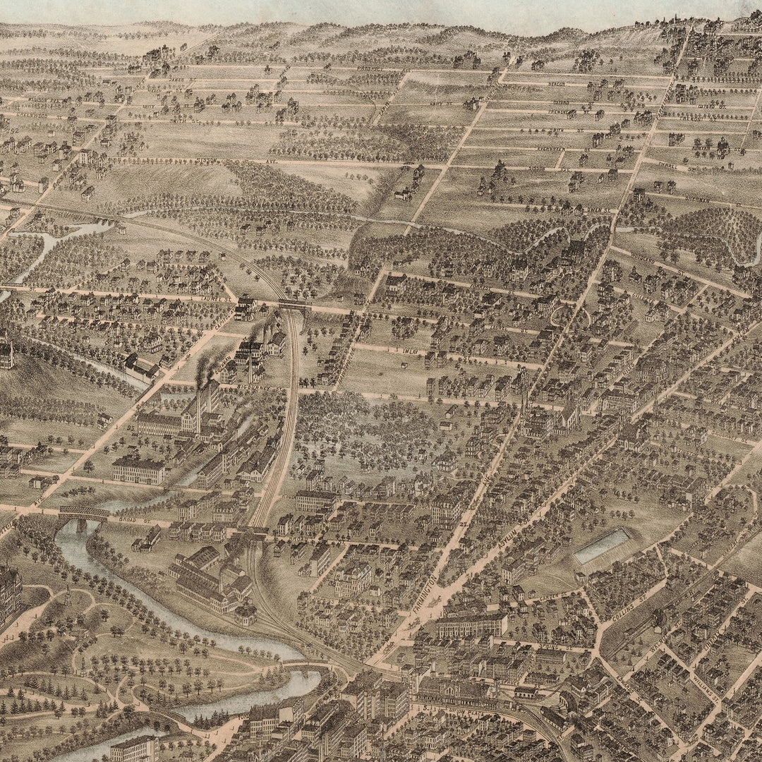 Birds Eye View of Hartford, 1877