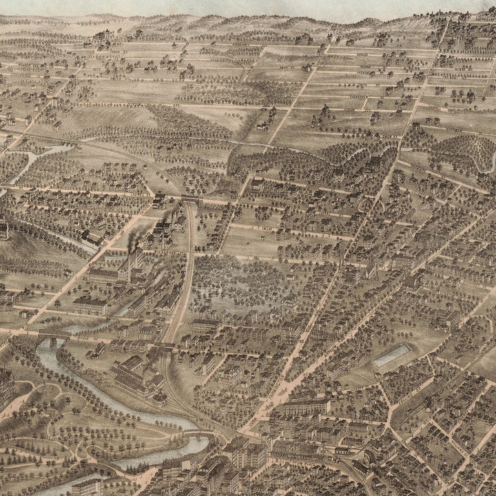 Birds Eye View of Hartford, 1877