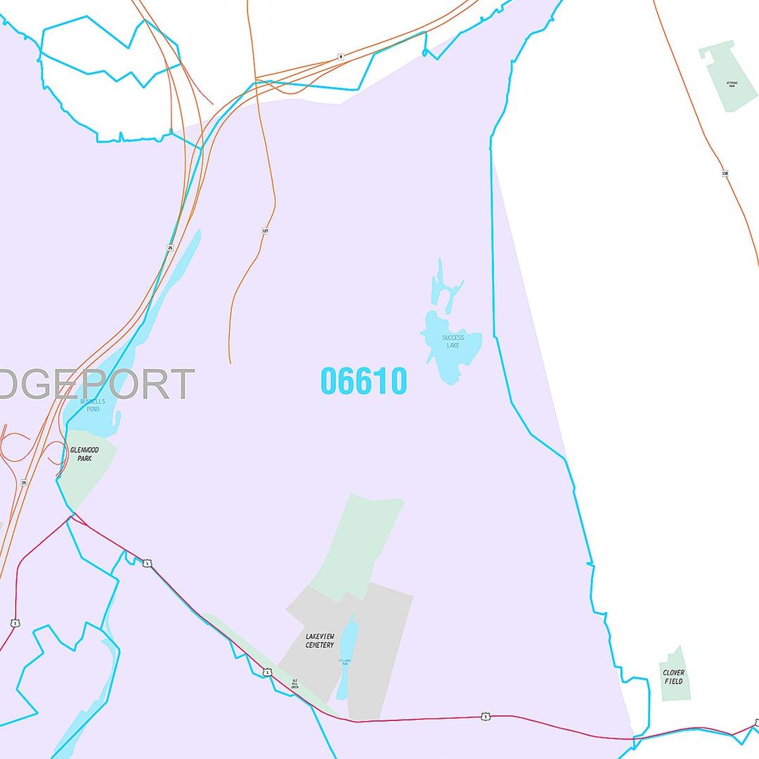 Premium Style Wall Map of Bridgeport, CT