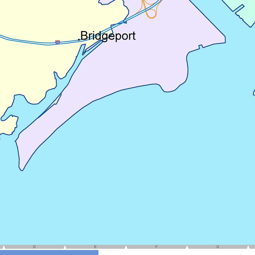 Color Cast Zip Code Style Wall Map of Bridgeport, CT