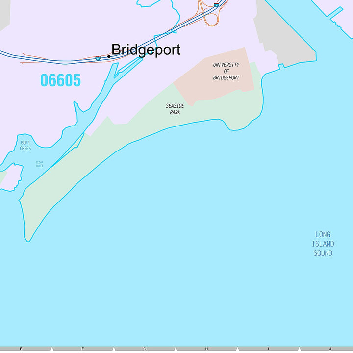 Premium Style Wall Map of Bridgeport, CT