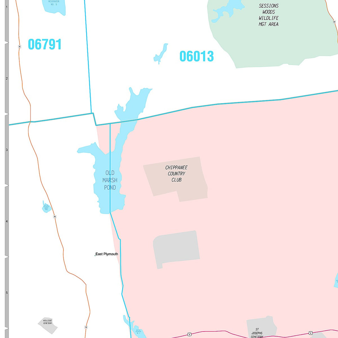 Premium Style Wall Map of Bristol, CT