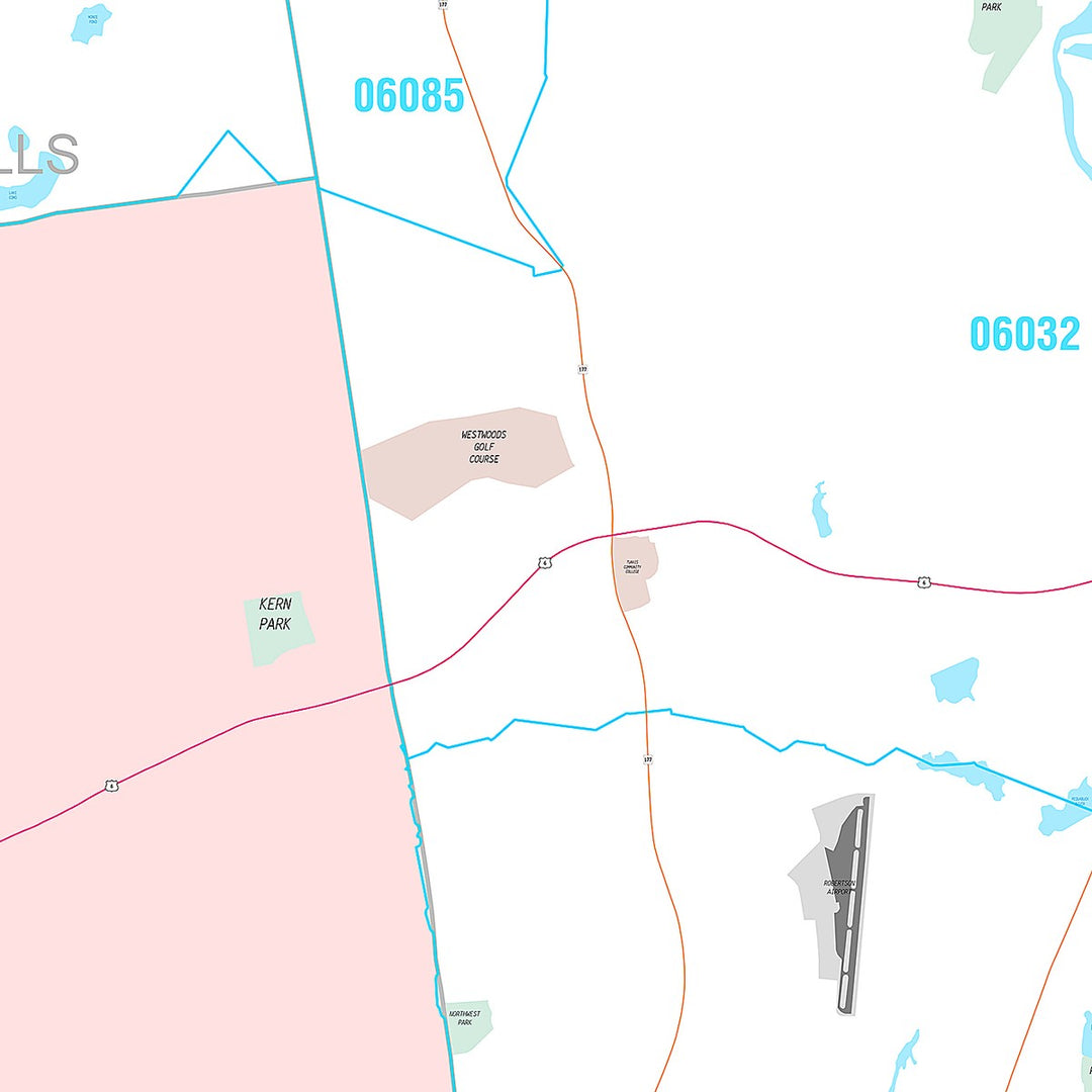 Premium Style Wall Map of Bristol, CT