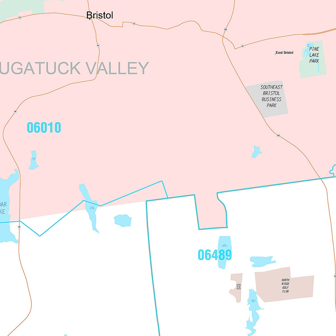 Premium Style Wall Map of Bristol, CT