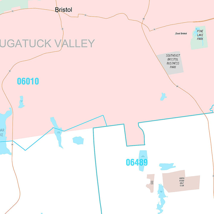 Premium Style Wall Map of Bristol, CT