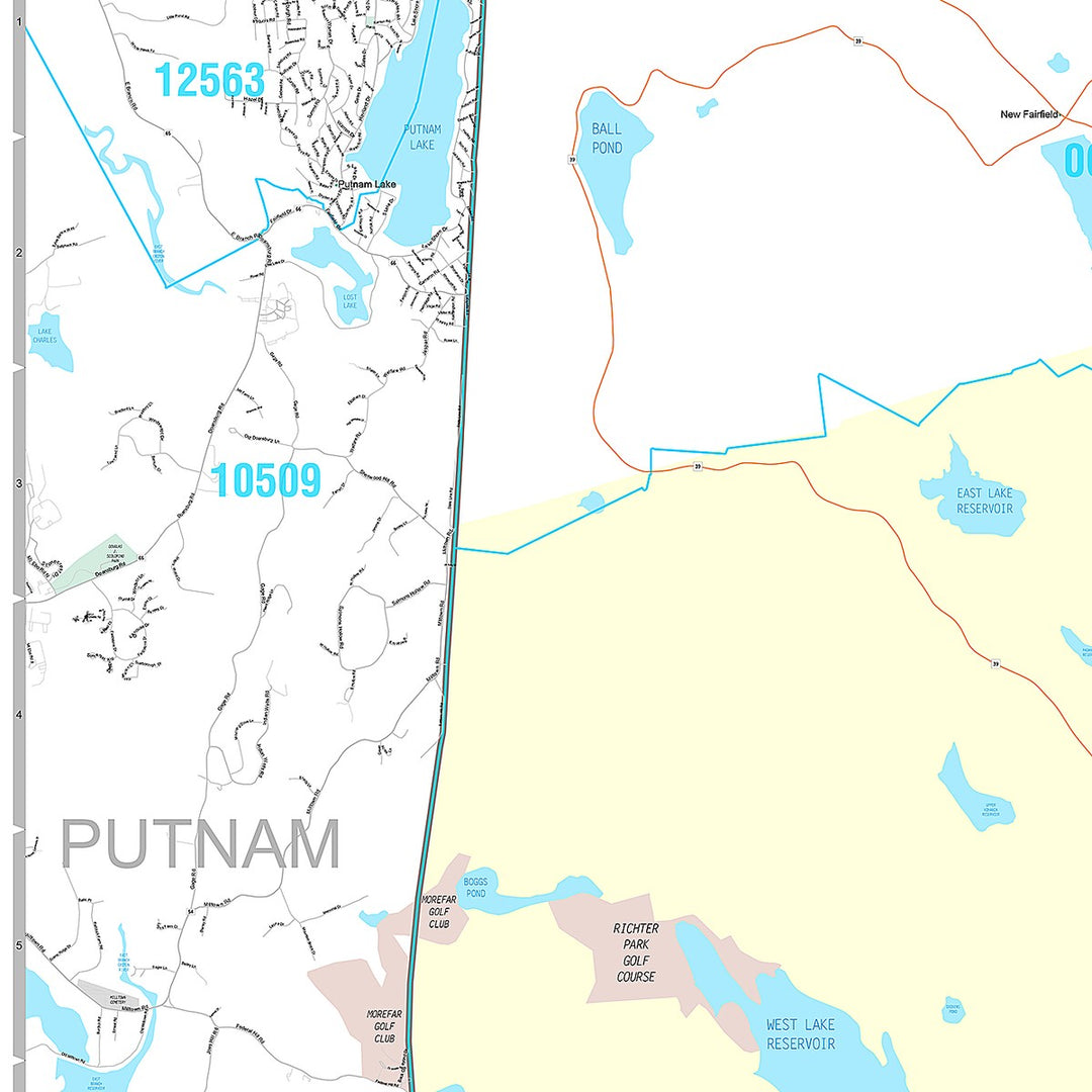 Premium Style Wall Map of Danbury, CT