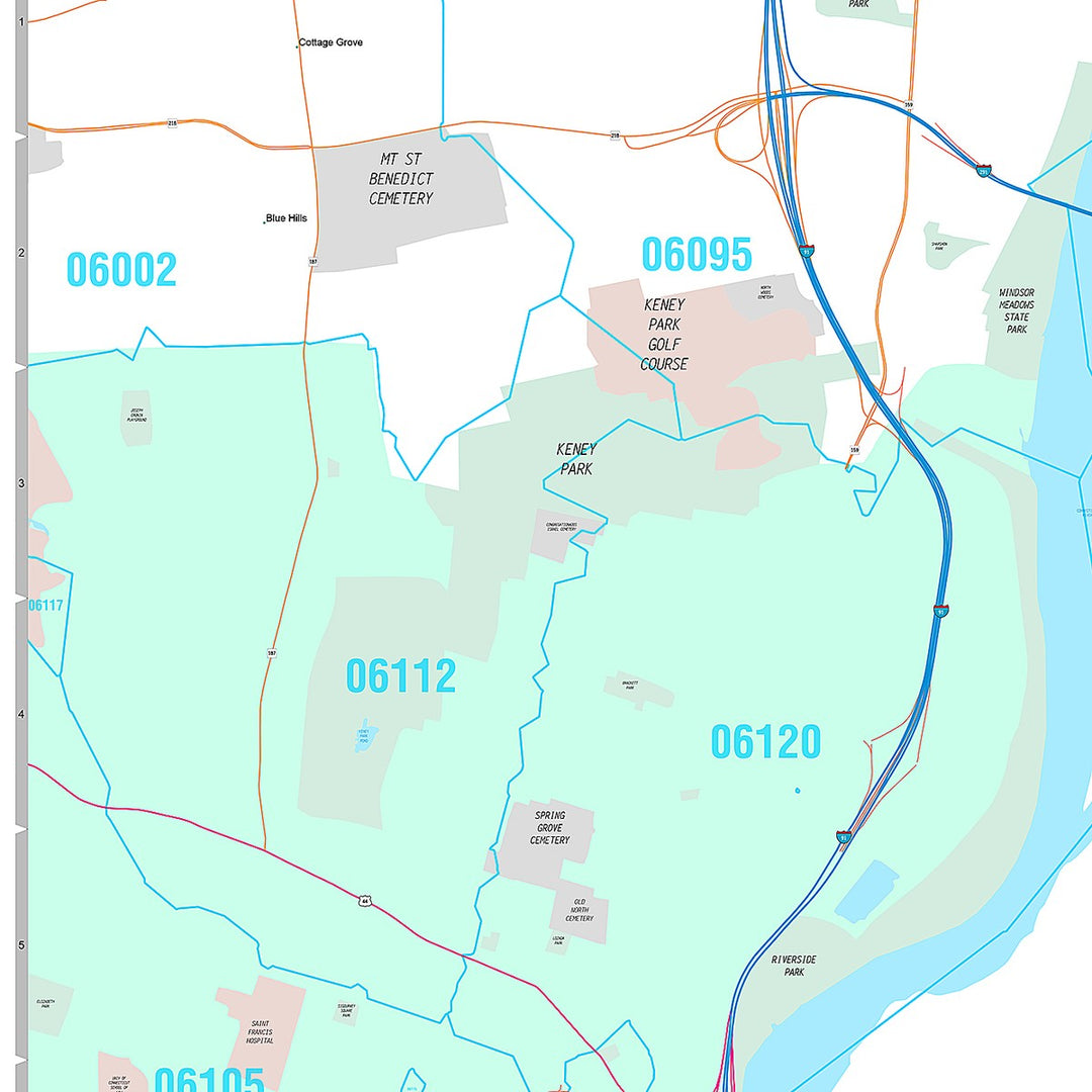 Premium Style Wall Map of East Hartford, CT