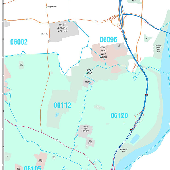 Premium Style Wall Map of East Hartford, CT