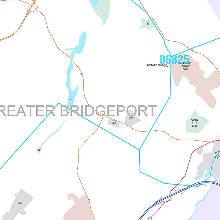 Premium Style Wall Map of Fairfield, CT