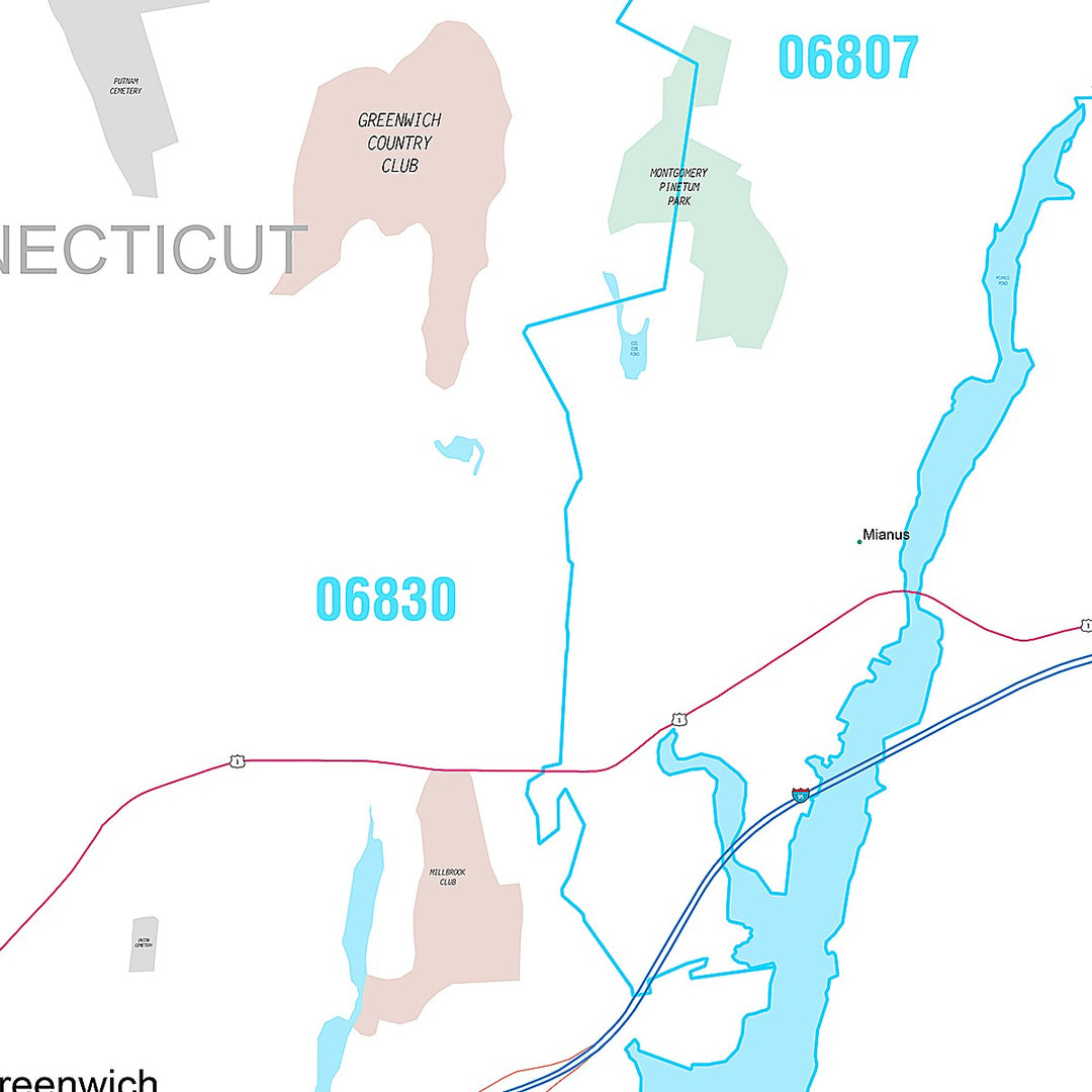 Premium Style Wall Map of Greenwich, CT