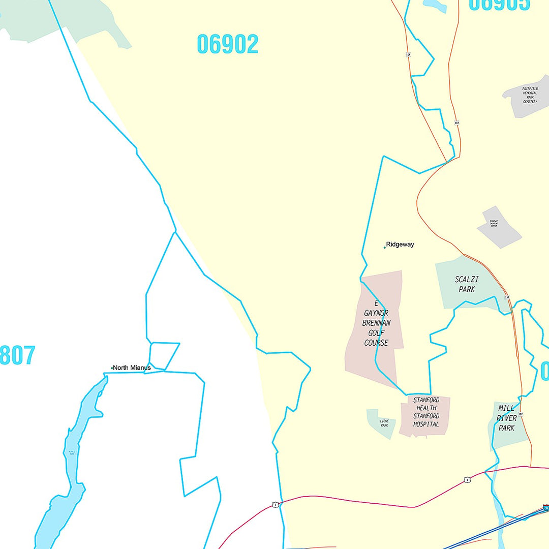 Premium Style Wall Map of Greenwich, CT