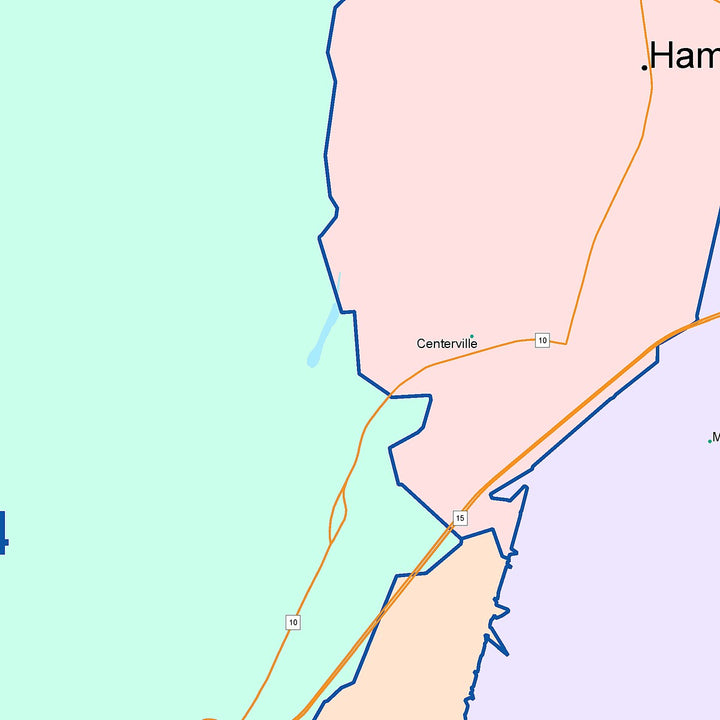 Color Cast Zip Code Style Wall Map of Hamden, CT