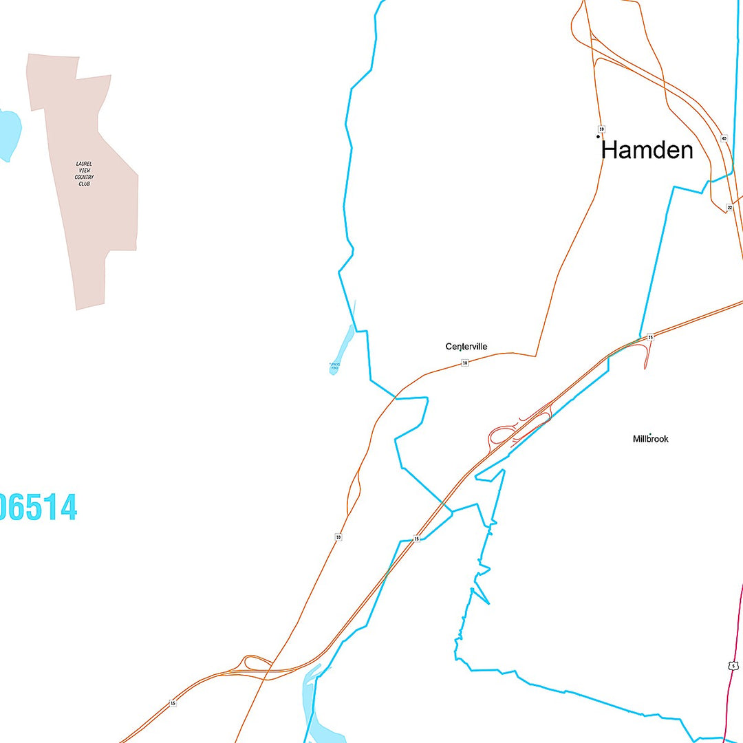 Premium Style Wall Map of Hamden, CT