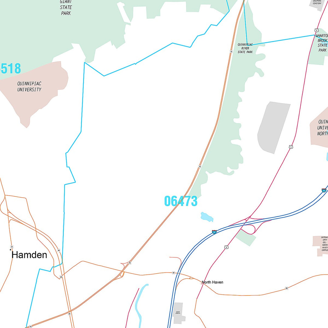 Premium Style Wall Map of Hamden, CT