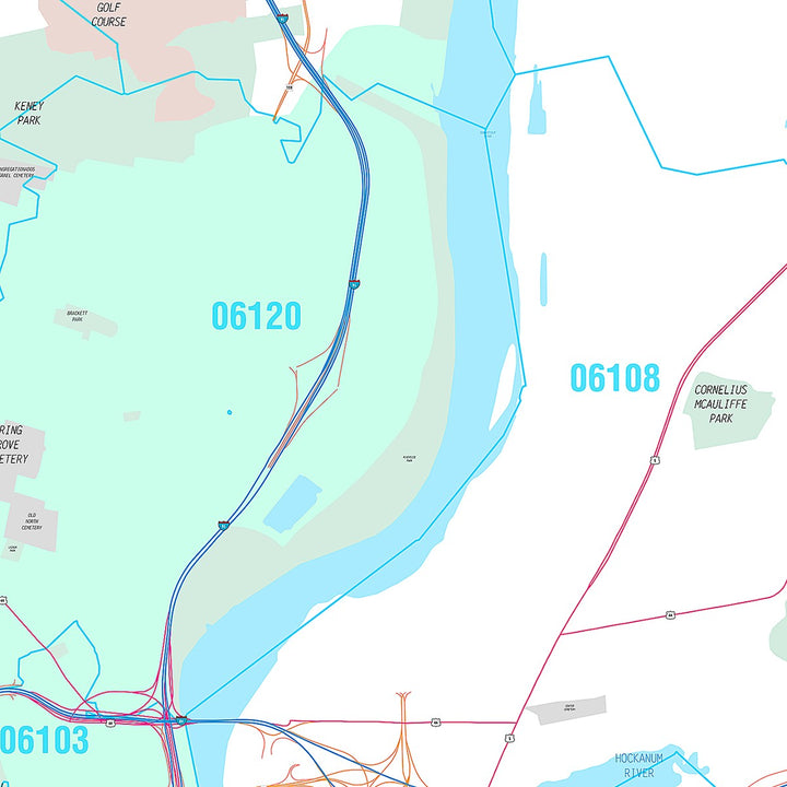 Premium Style Wall Map of Hartford, CT
