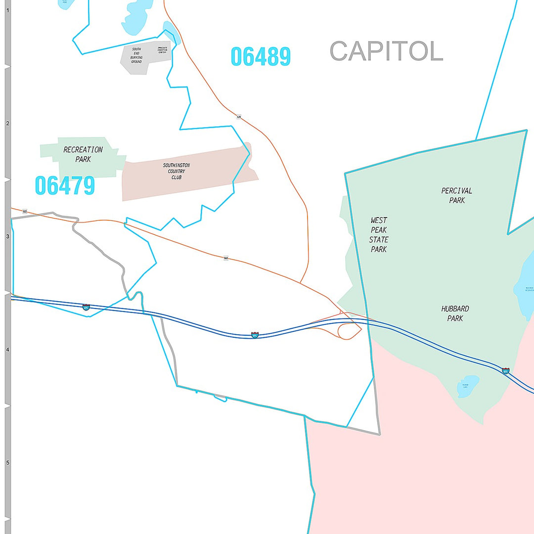 Premium Style Wall Map of Meriden, CT