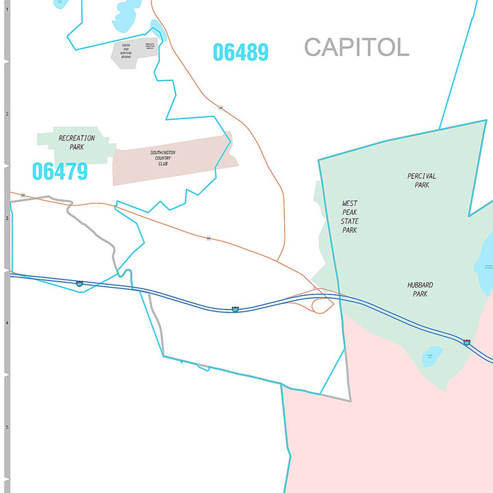 Premium Style Wall Map of Meriden, CT