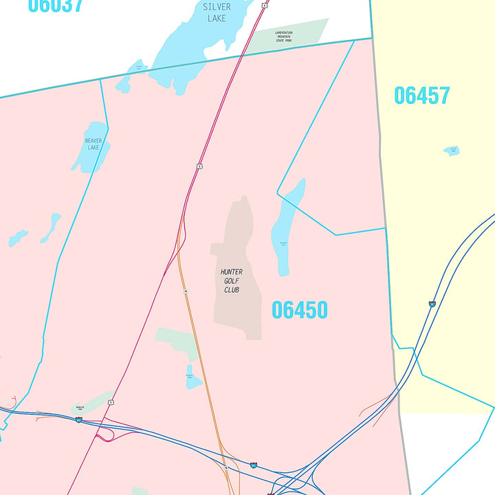 Premium Style Wall Map of Meriden, CT