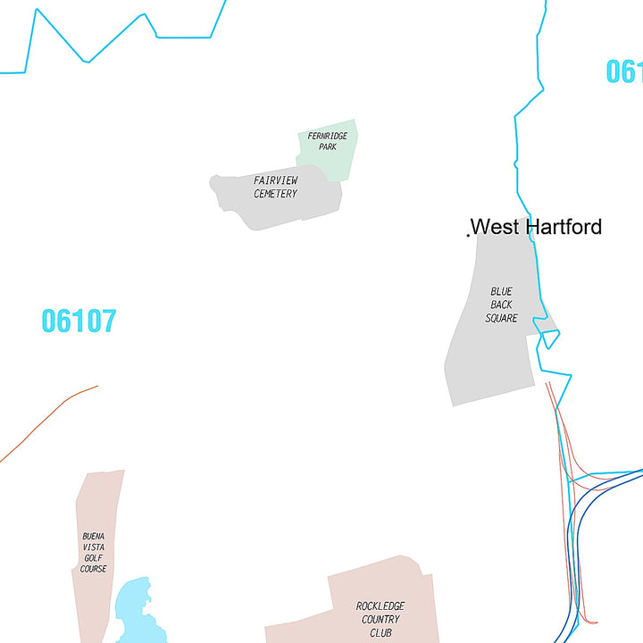 Premium Style Wall Map of West Hartford, CT