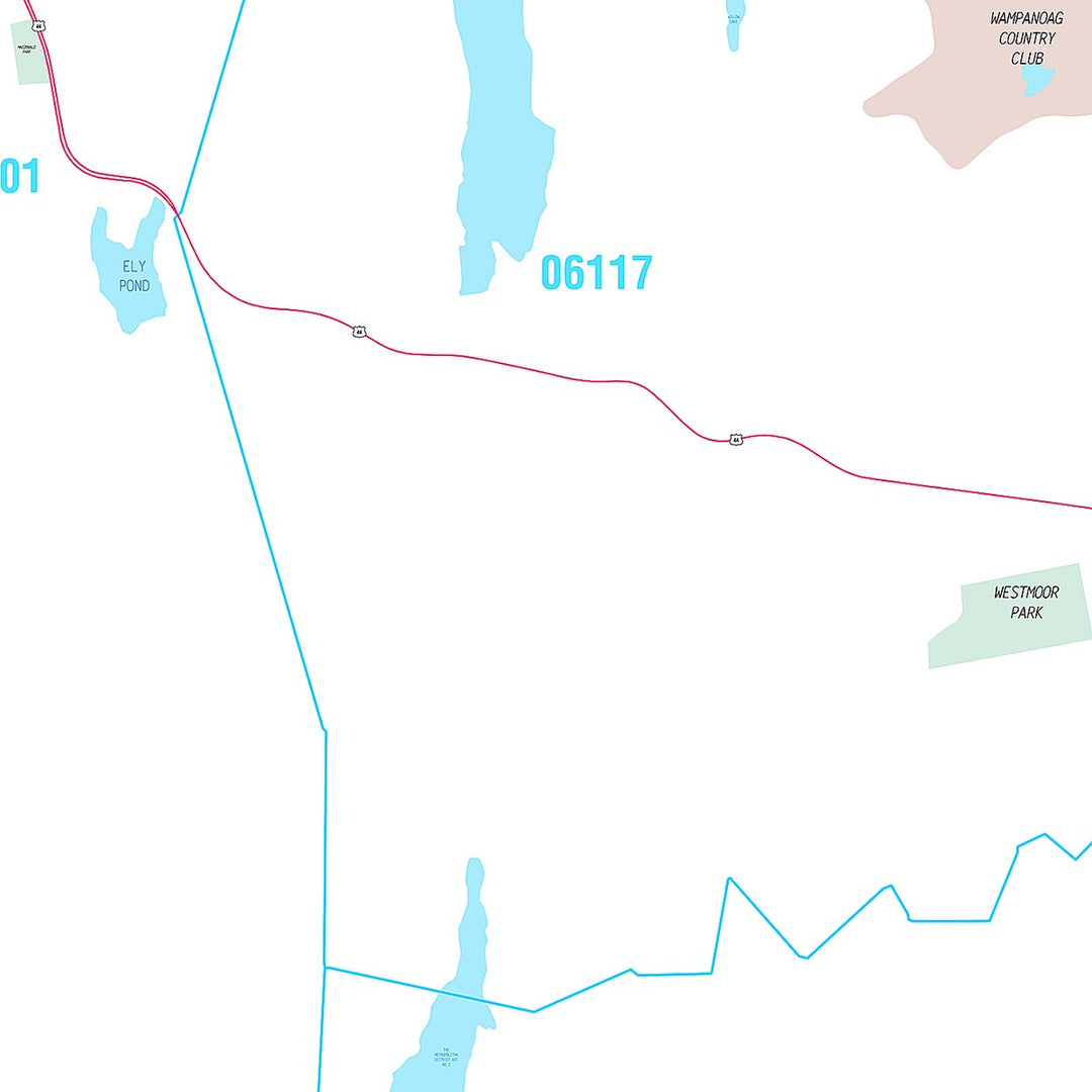 Premium Style Wall Map of West Hartford, CT