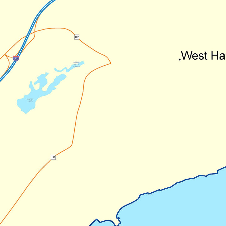 Color Cast Zip Code Style Wall Map of West Haven, CT