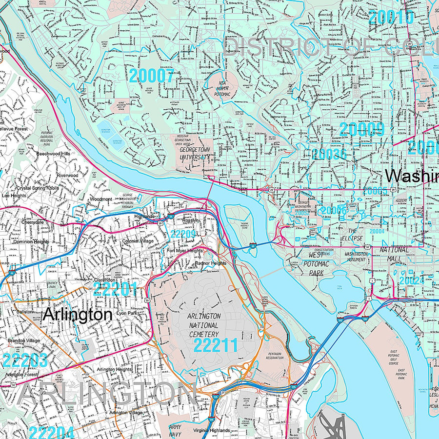 Premium Style Wall Map of Washington, DC – American Map Store