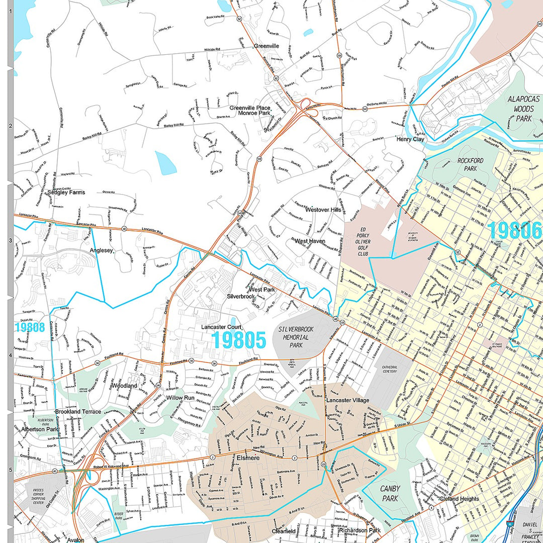 Premium Style Wall Map of Wilmington, DE