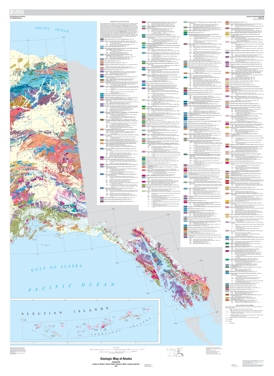 US Geological Map of Eastern Alaska &amp; Legend
