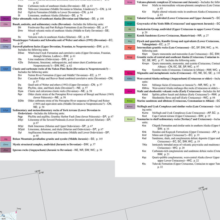 US Geological Map of Eastern Alaska &amp; Legend