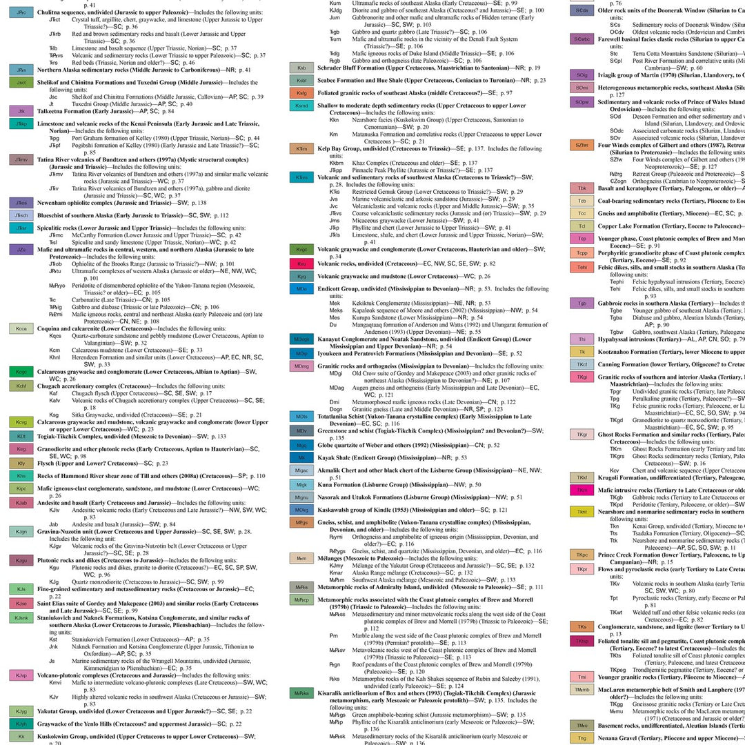 US Geological Map of Eastern Alaska &amp; Legend