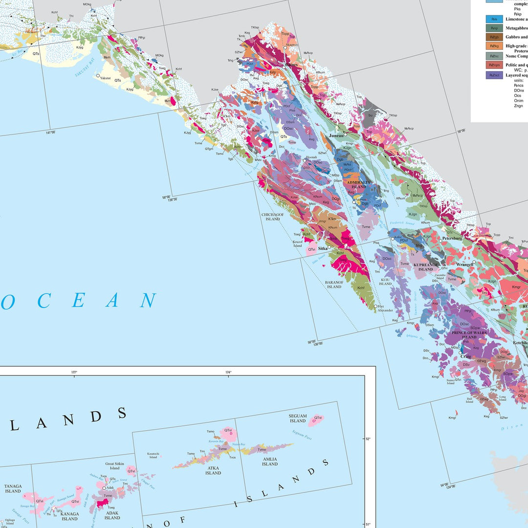 US Geological Map of Eastern Alaska &amp; Legend