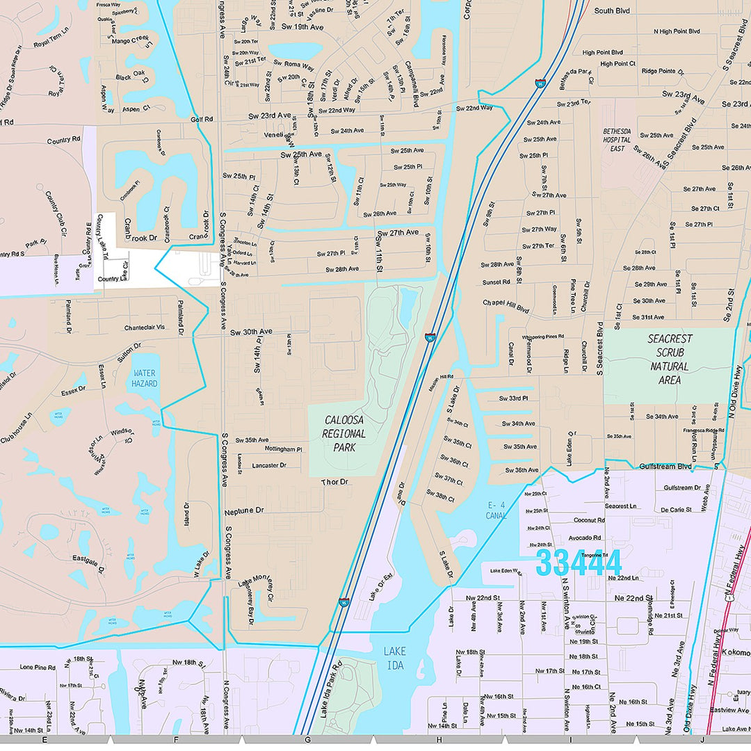 Premium Style Wall Map of Boynton Beach, FL