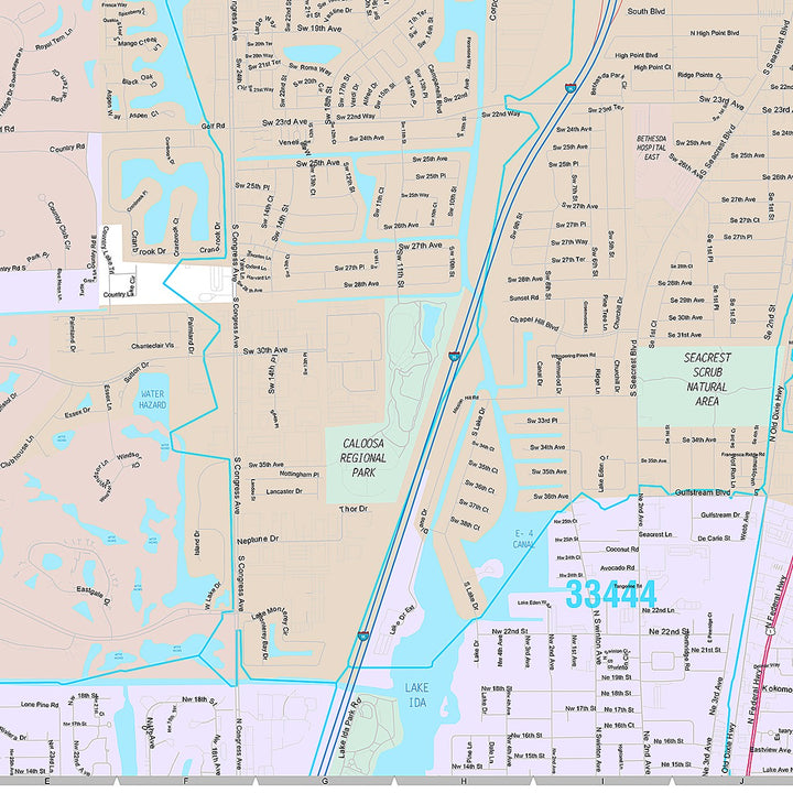 Premium Style Wall Map of Boynton Beach, FL