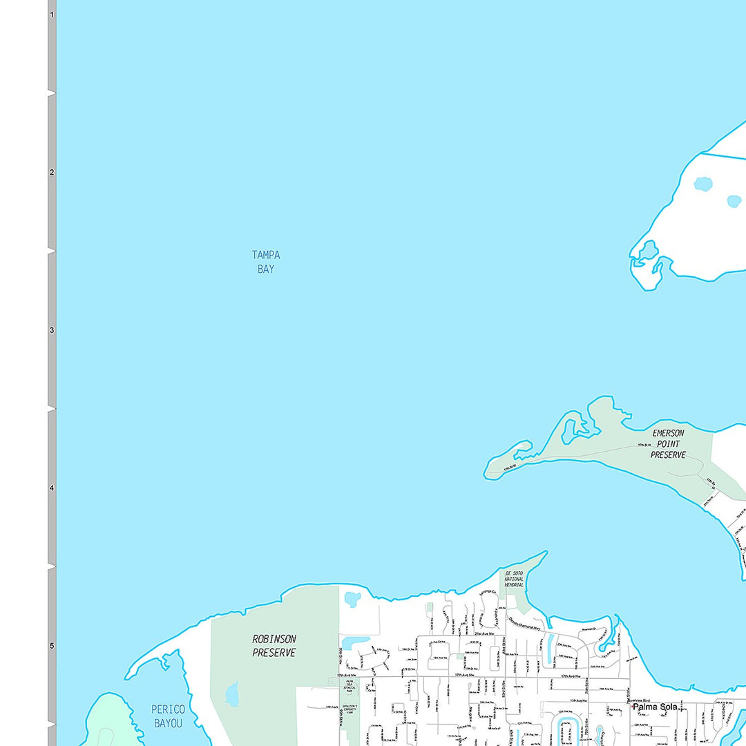 Premium Style Wall Map of Bradenton, FL