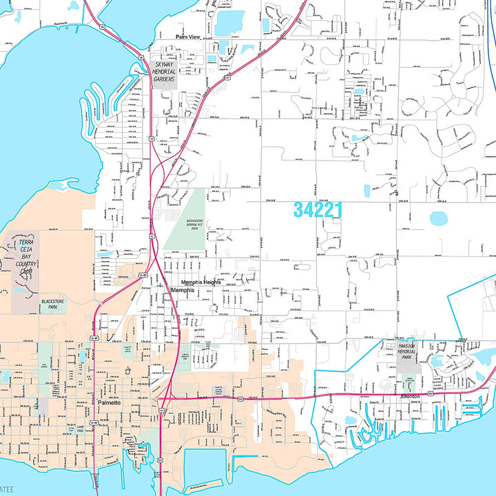 Premium Style Wall Map of Bradenton, FL